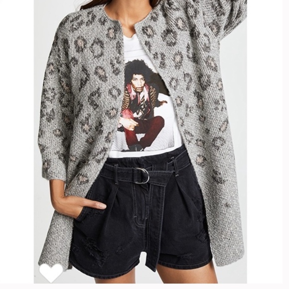 Kline Leopard Cheetah Hipster Hippie Artsy Boho Bohemian Winter Cardigan Sweater - Picture 3 of 9